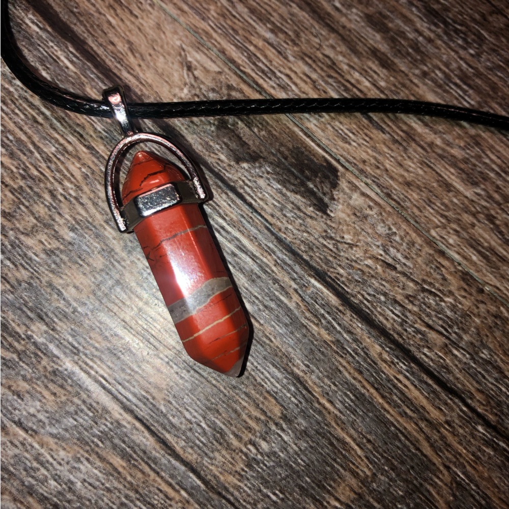 Red Jasper Crystal Hexagonal Pendant